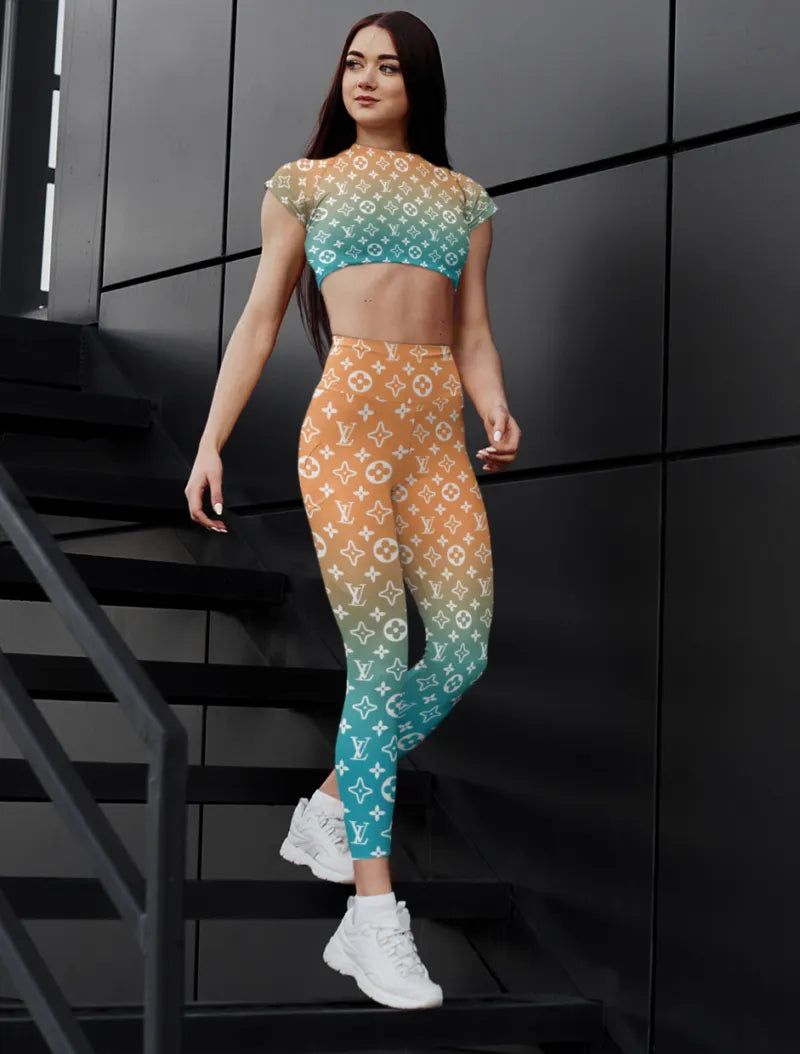 L.v | Premium Crop Top Leggings Set Mn-ctl-018