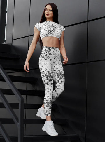 L.v | Premium Crop Top Leggings Set Mn-ctl-017