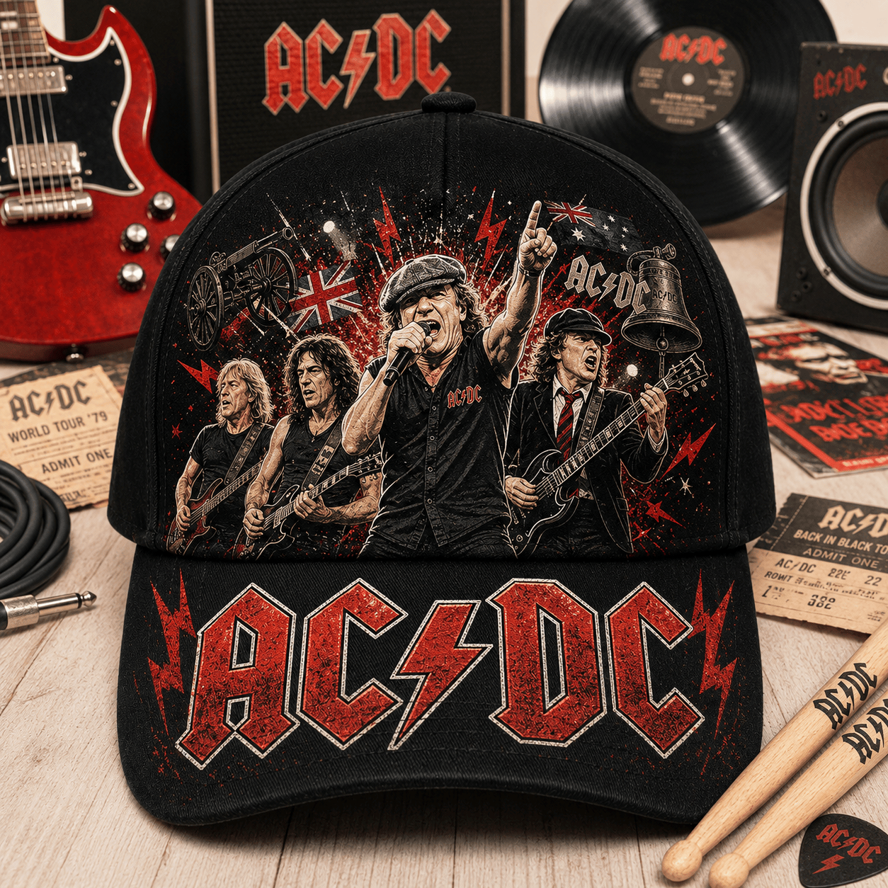 Premium Rock Band Graphic Print Baseball Cap ACD1