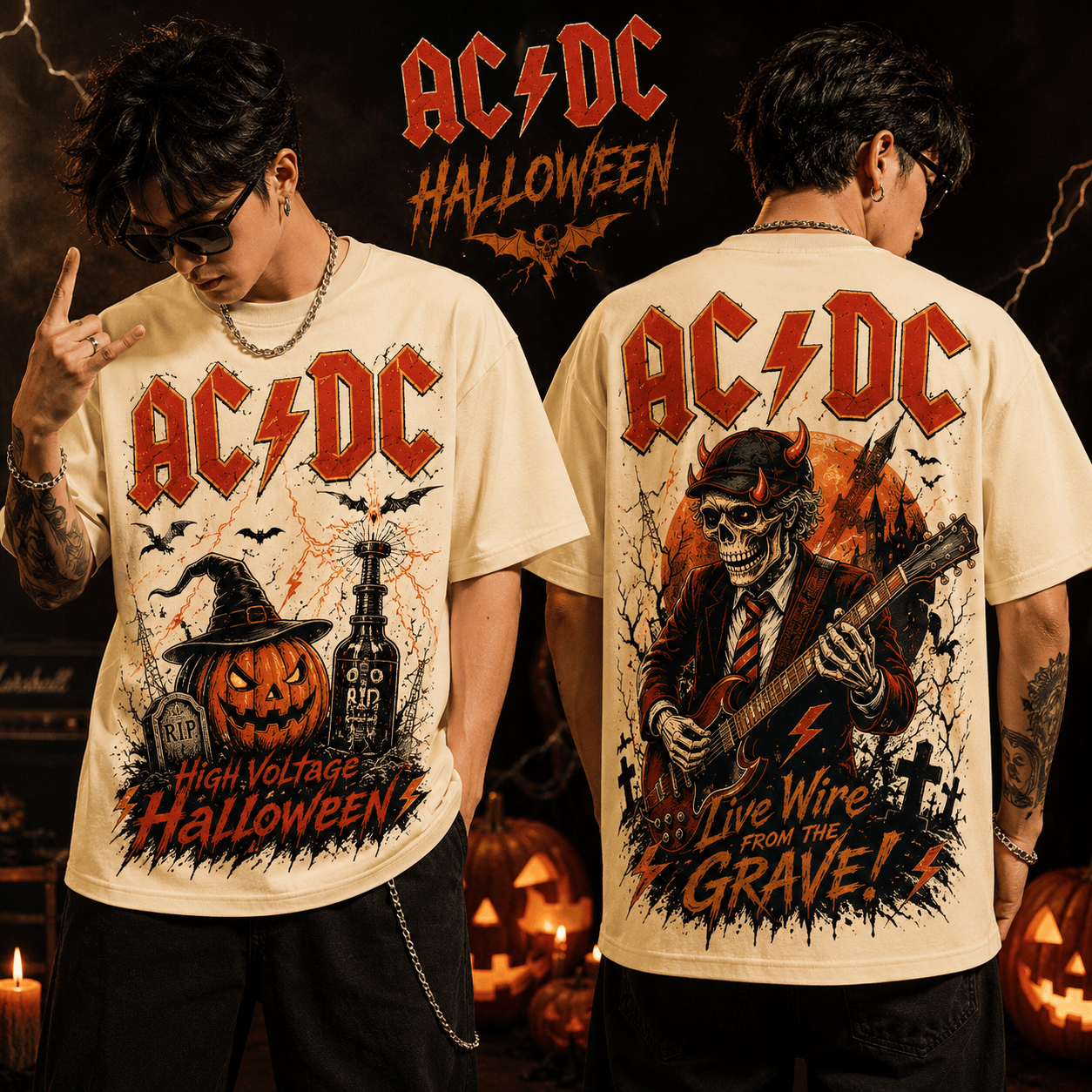 Premium Halloween Vintage Rock Band 3D Shirt ACD1