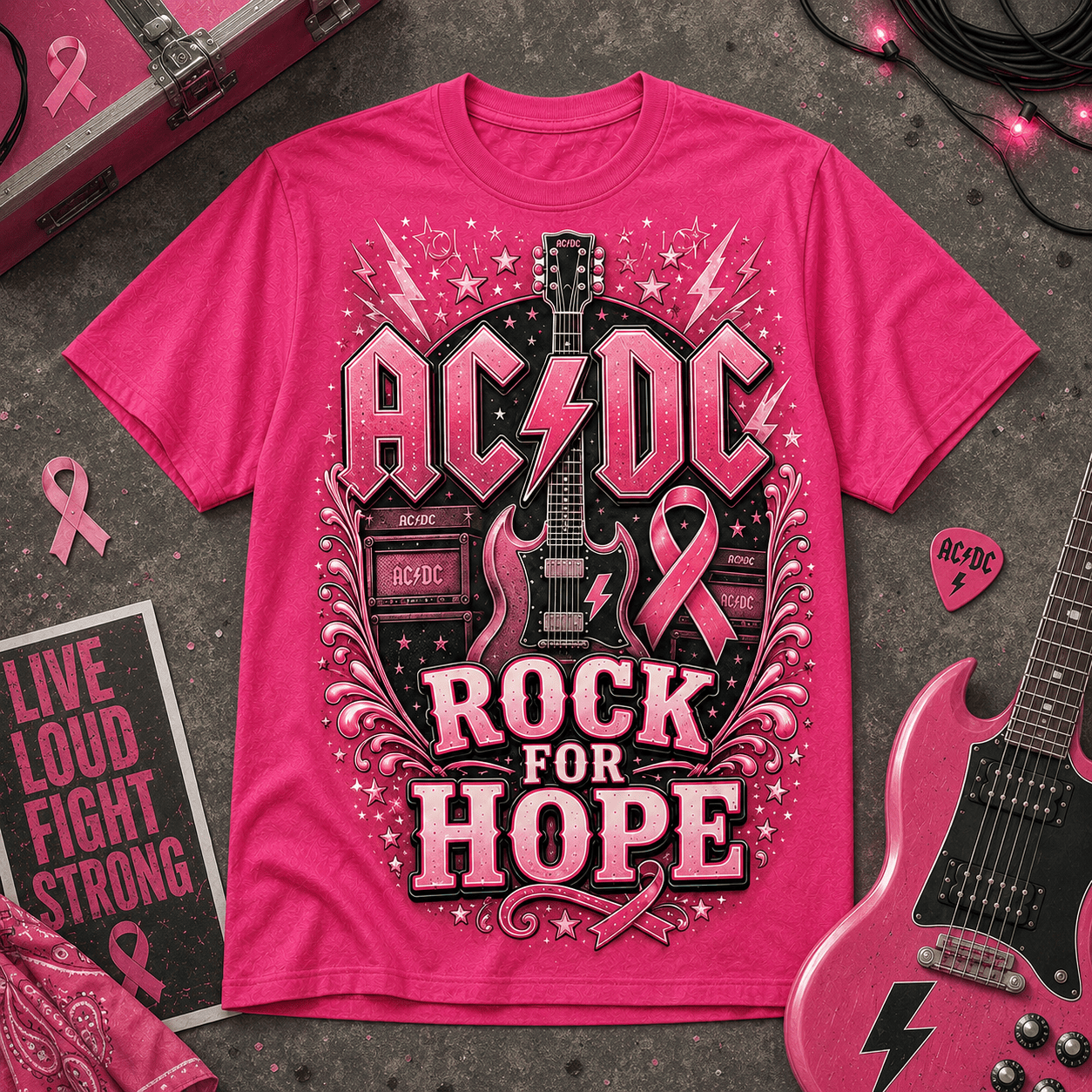 No One Fights Alone – Rock For Hope Breast Cancer Awareness Shirt ACD1