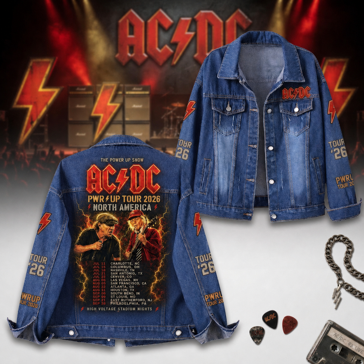 Premium PWR/UP Tour 2026 North America Denim Jacket ACD1