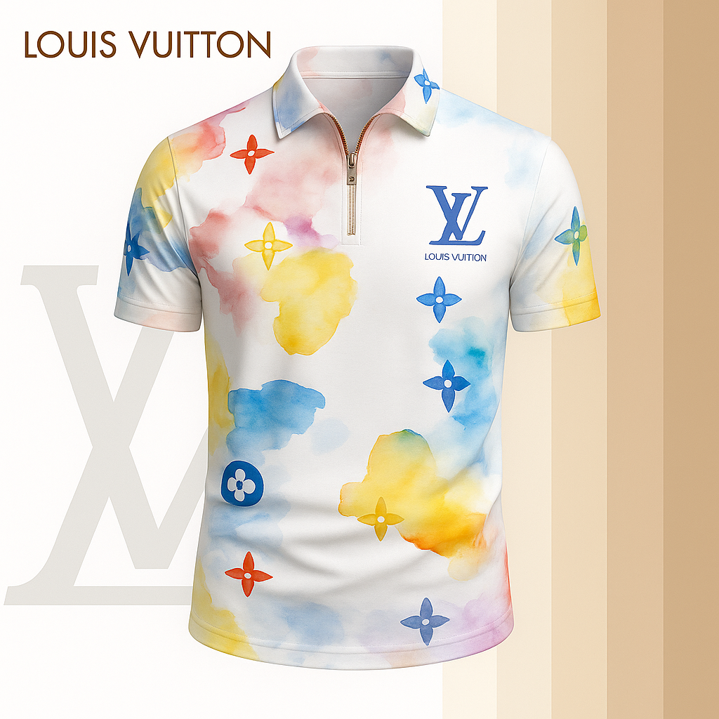L.v | Limited Edition High-quality Printed Zip Polo Shirt For Men Mn-zpl-006