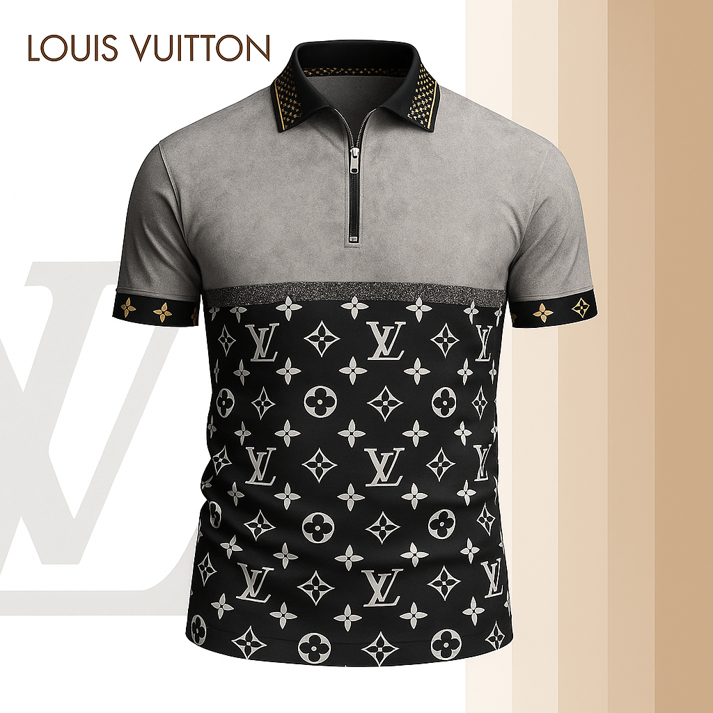 L.v | Limited Edition High-quality Printed Zip Polo Shirt For Men Mn-zpl-046