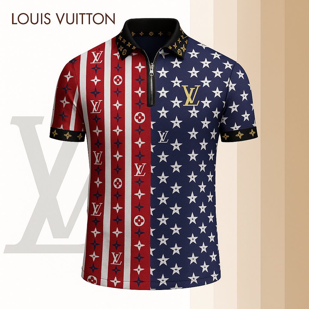L.v | Limited Edition High-quality Printed Zip Polo Shirt For Men Mn-zpl-049
