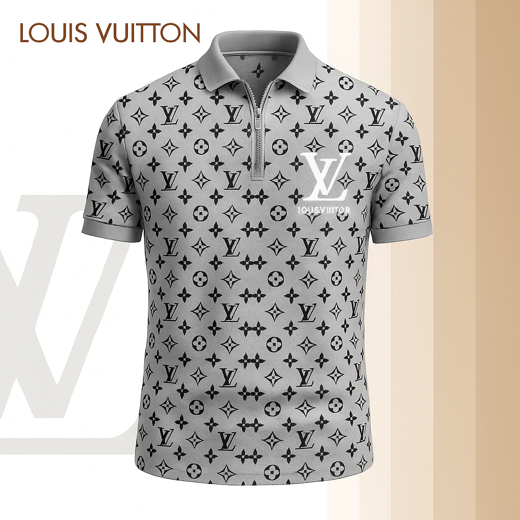L.v | Limited Edition High-quality Printed Zip Polo Shirt For Men Mn-zpl-075