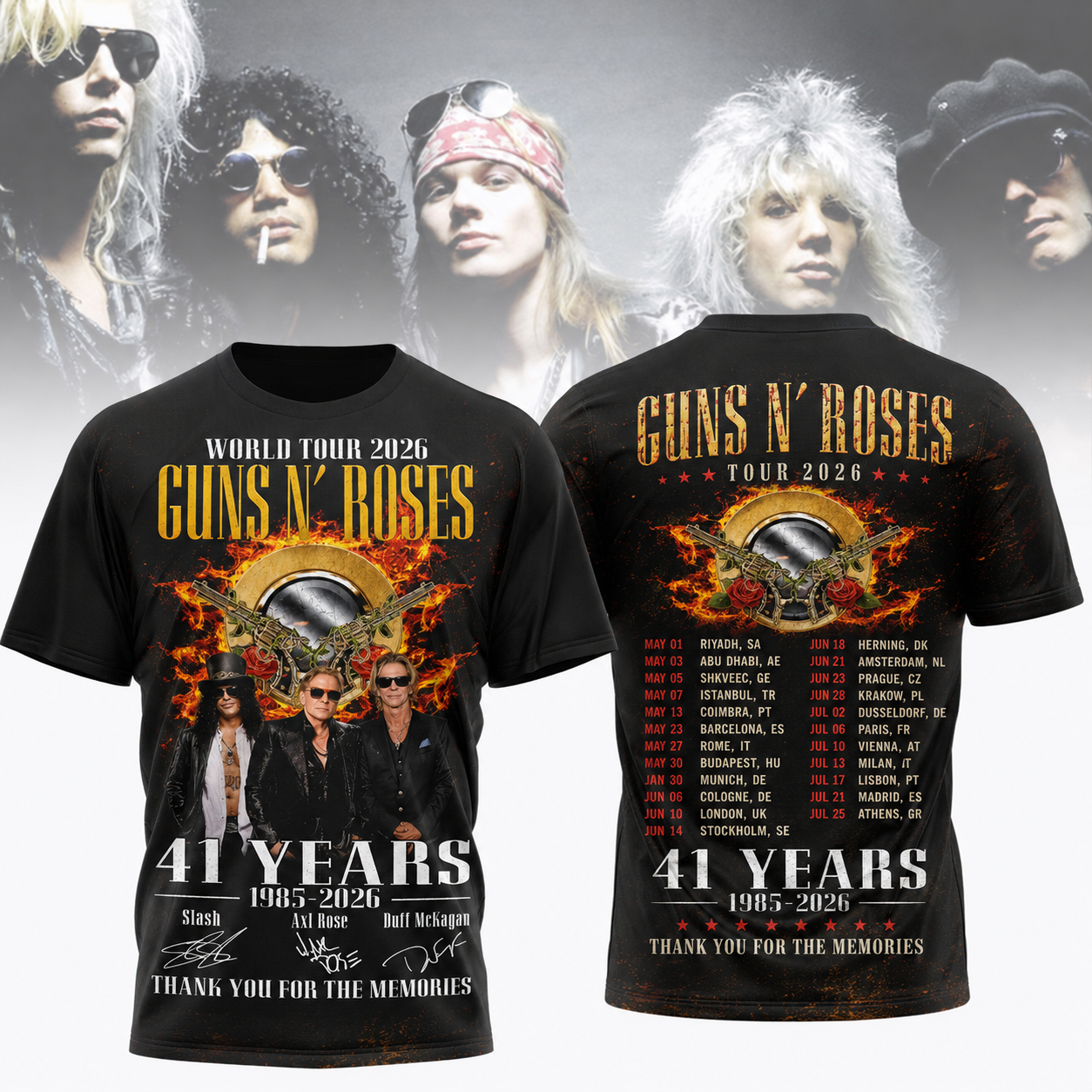 Premium G.N.R World Tour 2026 All Over Print 3D Shirt