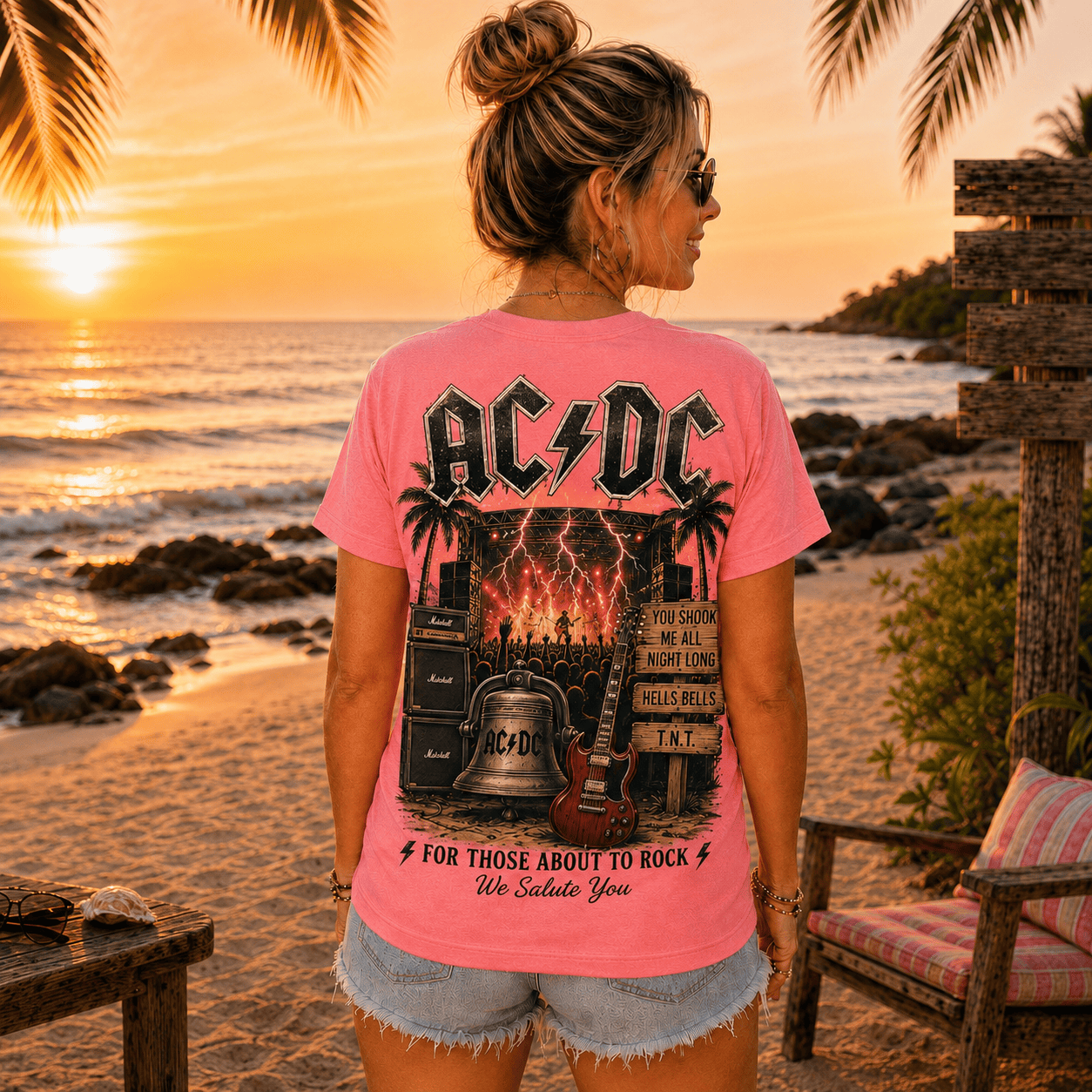 Premium Retro Sunset Music T-Shirt Acd1