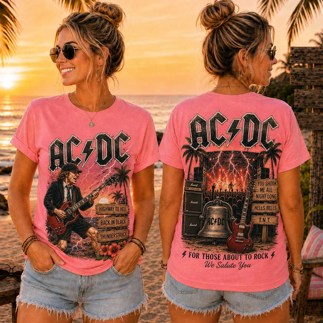 Premium Retro Sunset Music T-Shirt Acd1