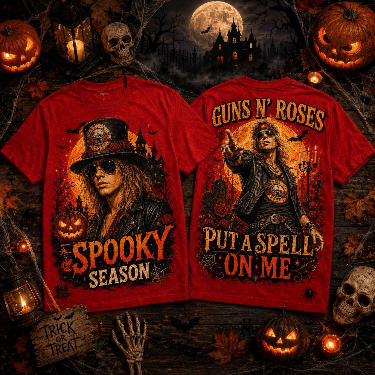 G.N.R Halloween Orange Moon Vibe 3D Shirt for Rock Fans Celebrating HCH-027