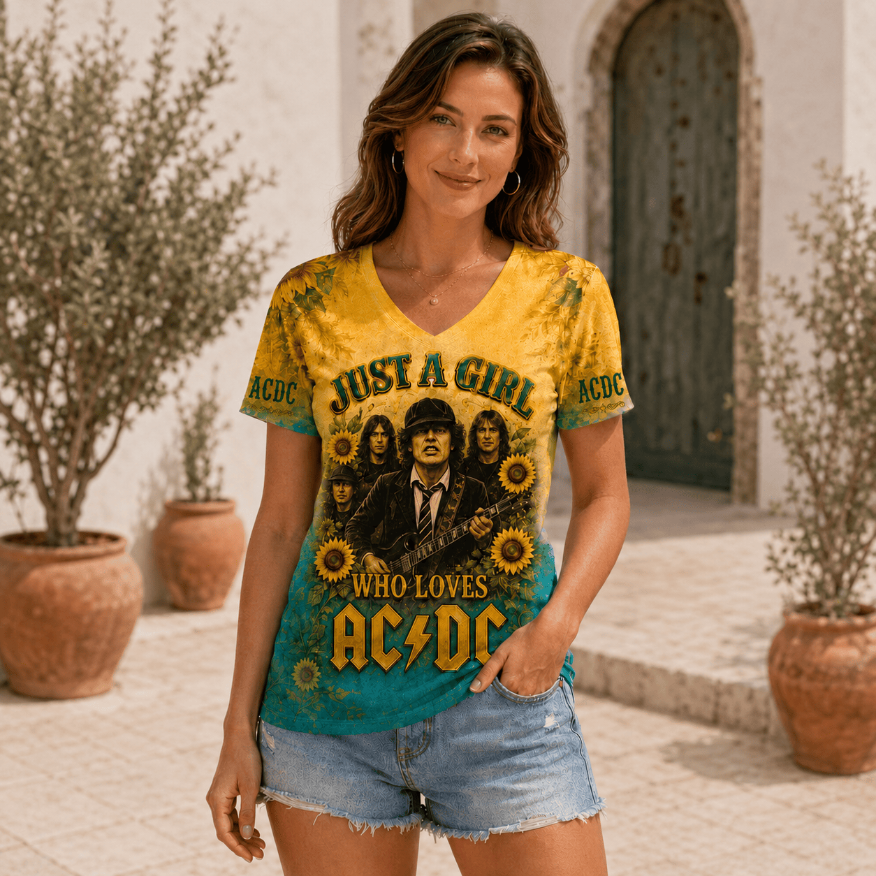 Premium Sunflower Women's V-neck Shirt Acd1