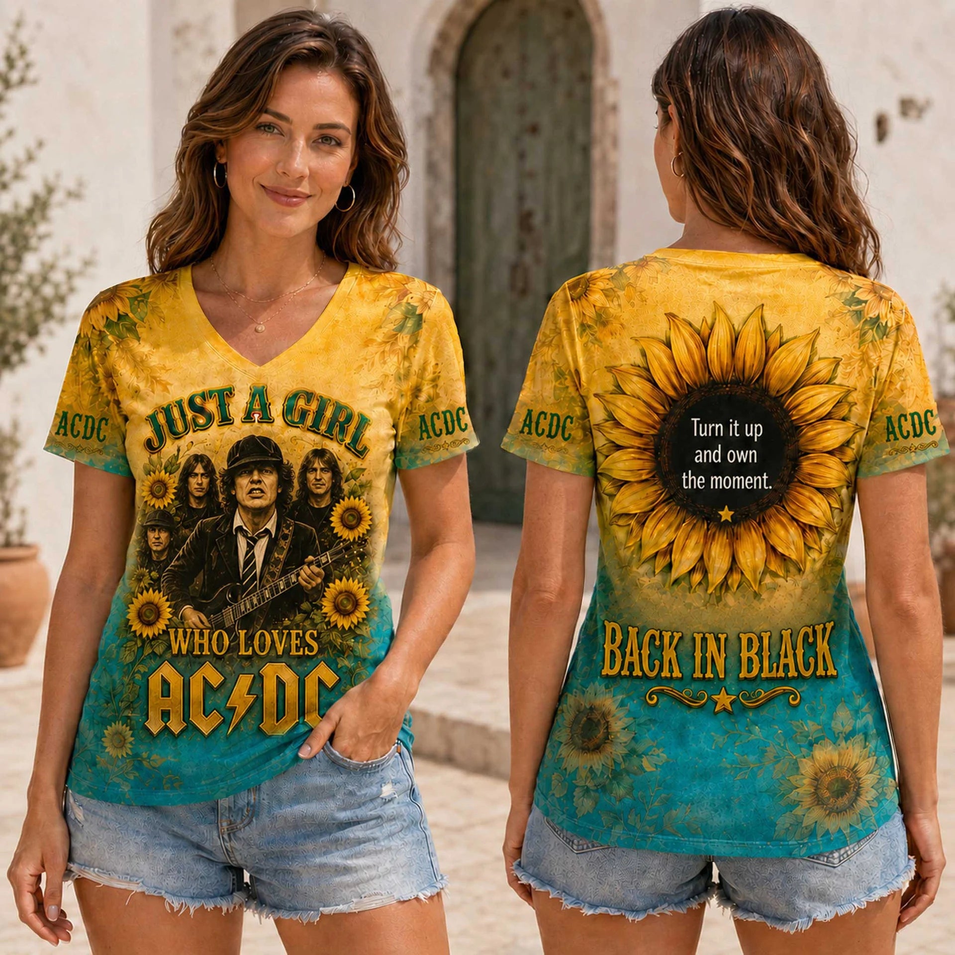 Premium Sunflower Women's V-neck Shirt Acd1