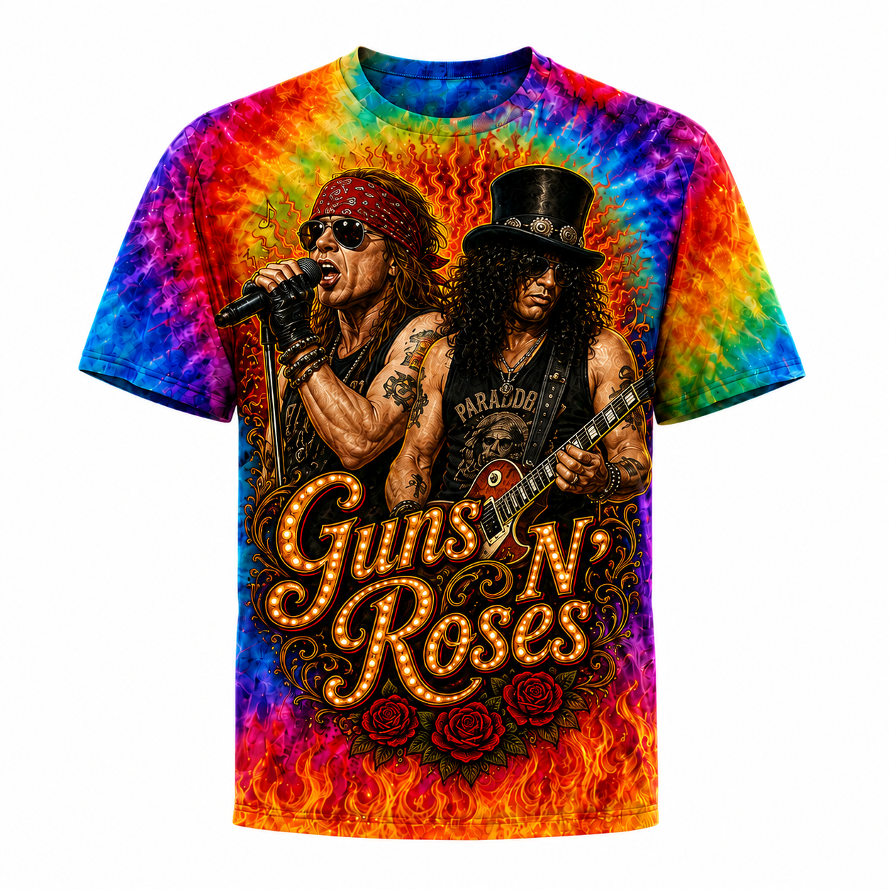 Premium G.N.R Rainbow Flame 3D Shirt HCH-022