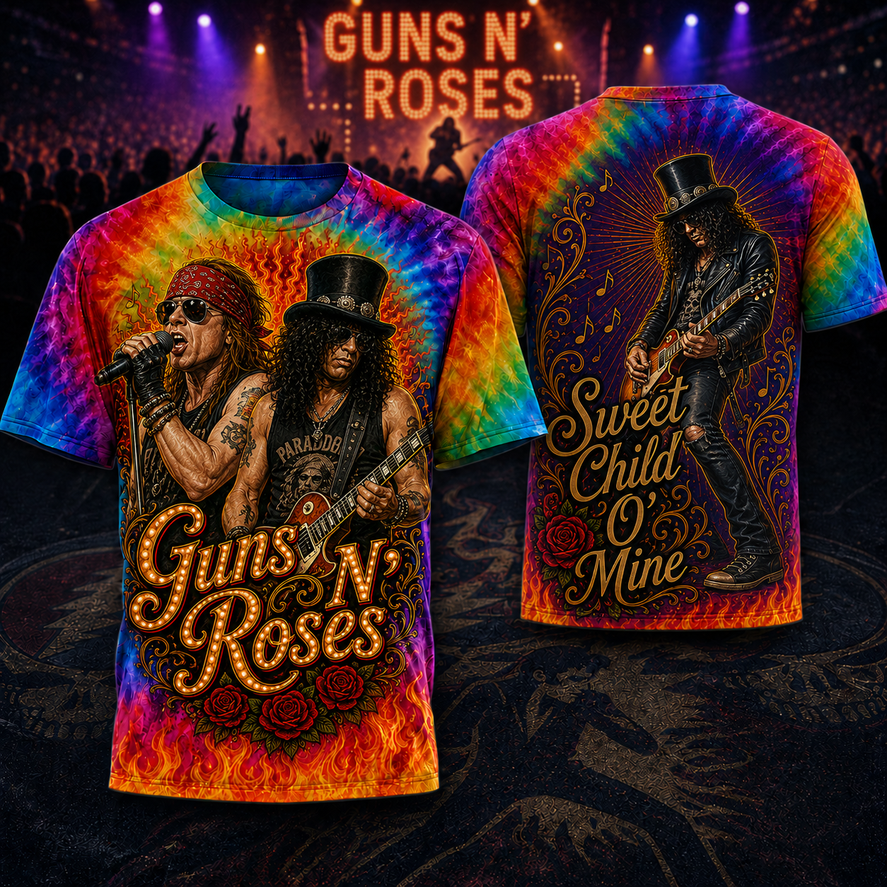 Premium G.N.R Rainbow Flame 3D Shirt HCH-022