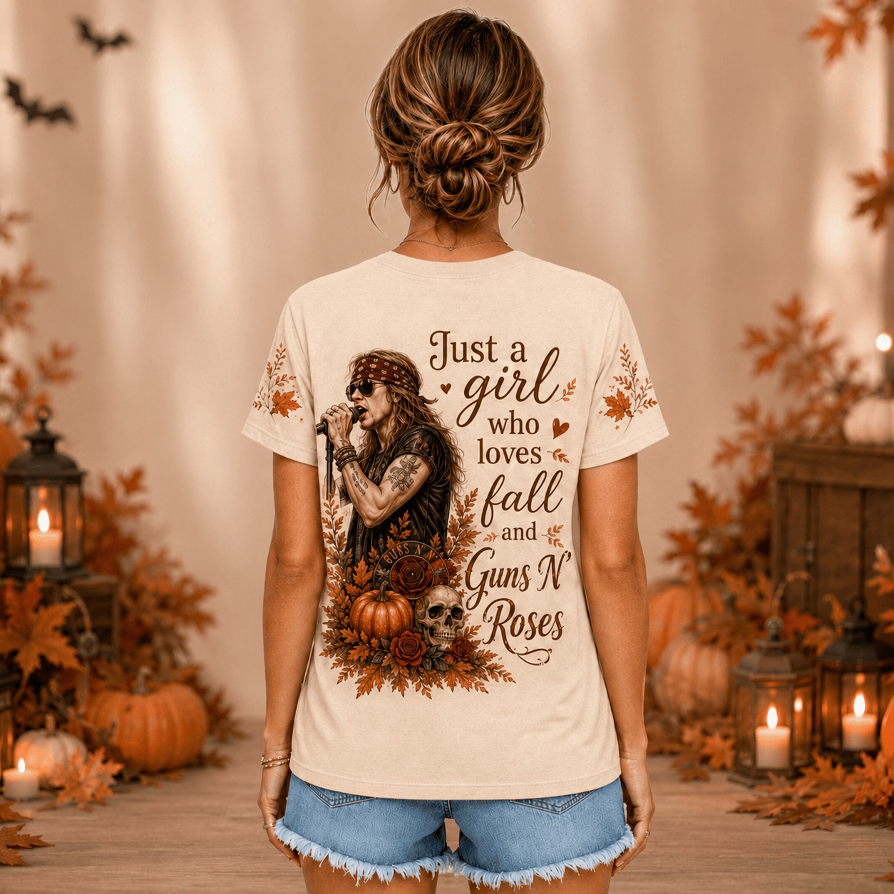 G.N.R Guns N' Roses Autumn Pumpkin Skull Sweet Child O' Mine 3D Shirt for Fall Rock Fans HCH-031