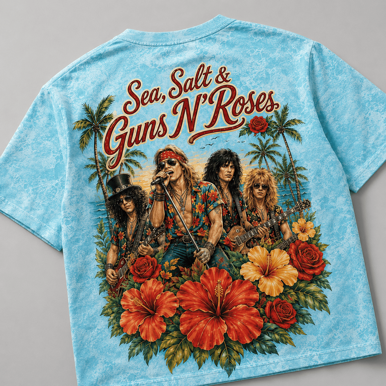 G.R.N Tropical Palm Hibiscus Hawaiian 3D Shirt for Beach Days and Concert Nights HCH-034