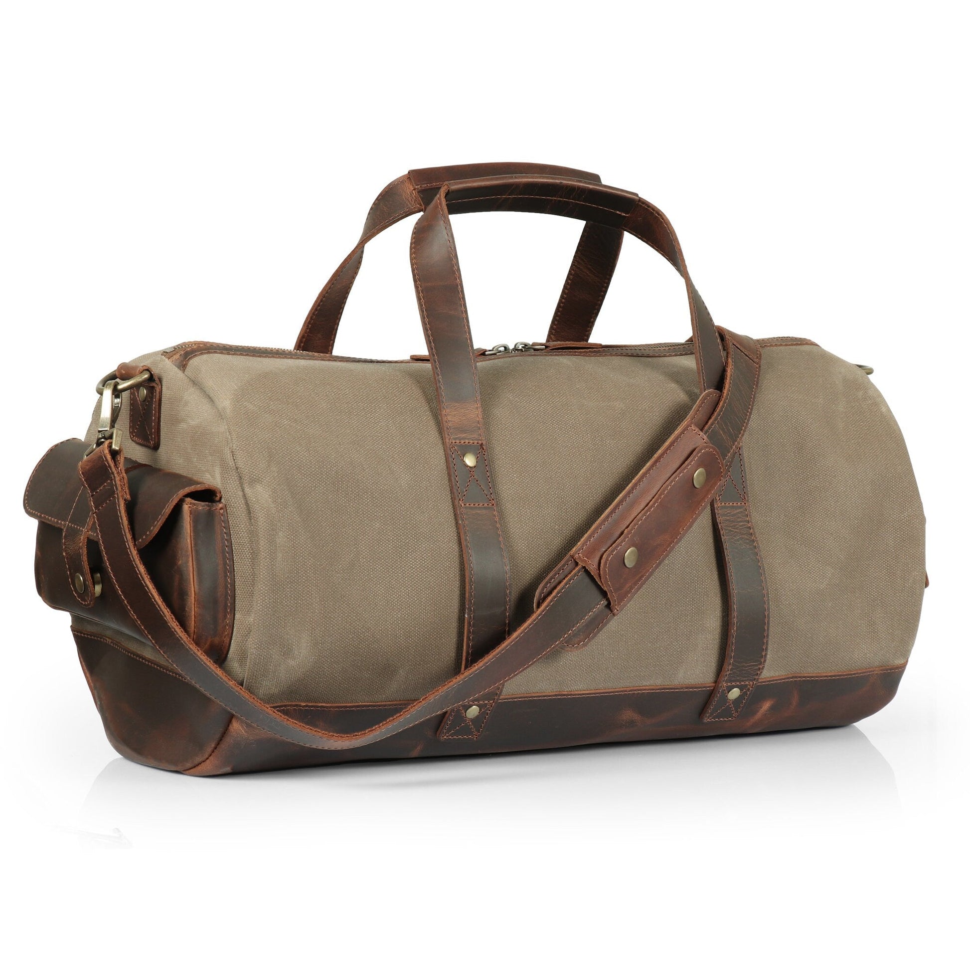 Personalized Handcrafted Top Grain Leather Weekender Bag, High-Quality Durable Canvas Travel Bag, Retro Style Duffel Bag for Men or Women