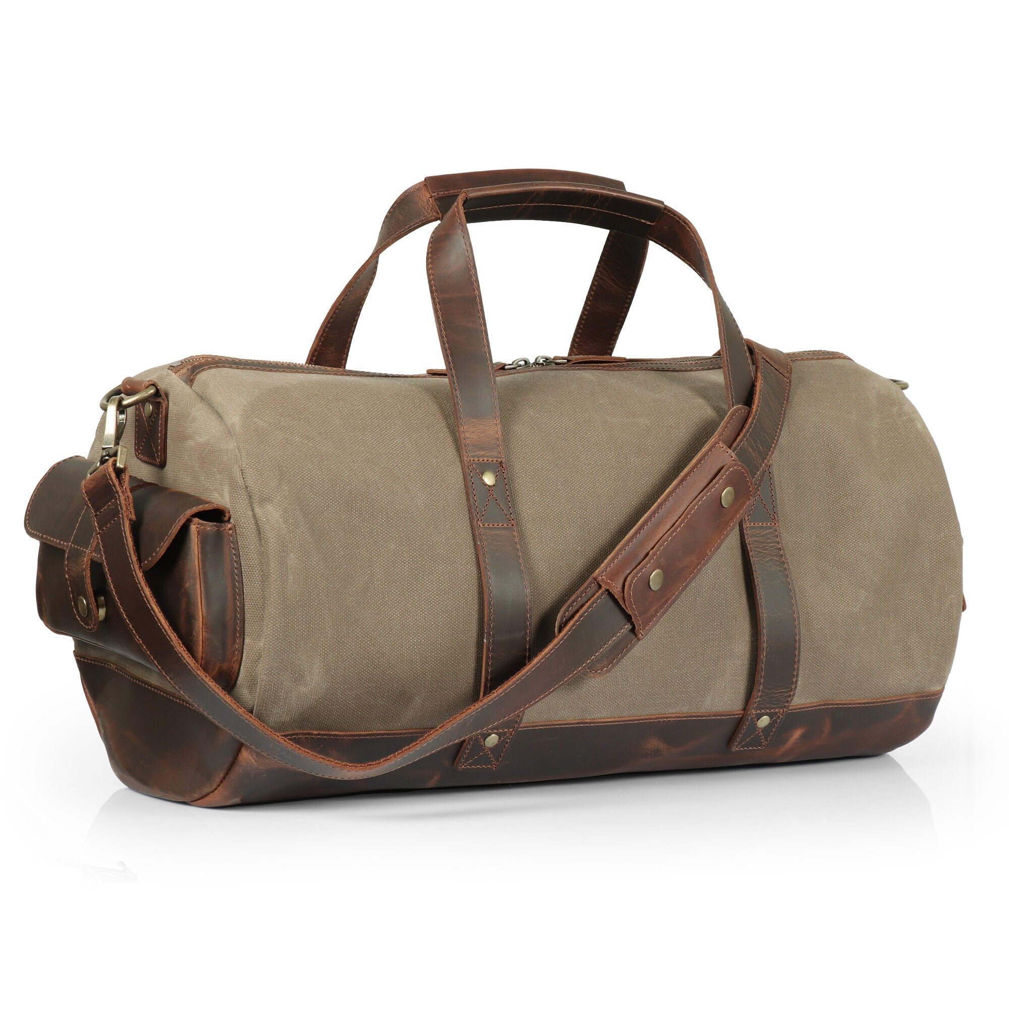 Personalized Handcrafted Top Grain Leather Weekender Bag, High-Quality Durable Canvas Travel Bag, Retro Style Duffel Bag for Men or Women
