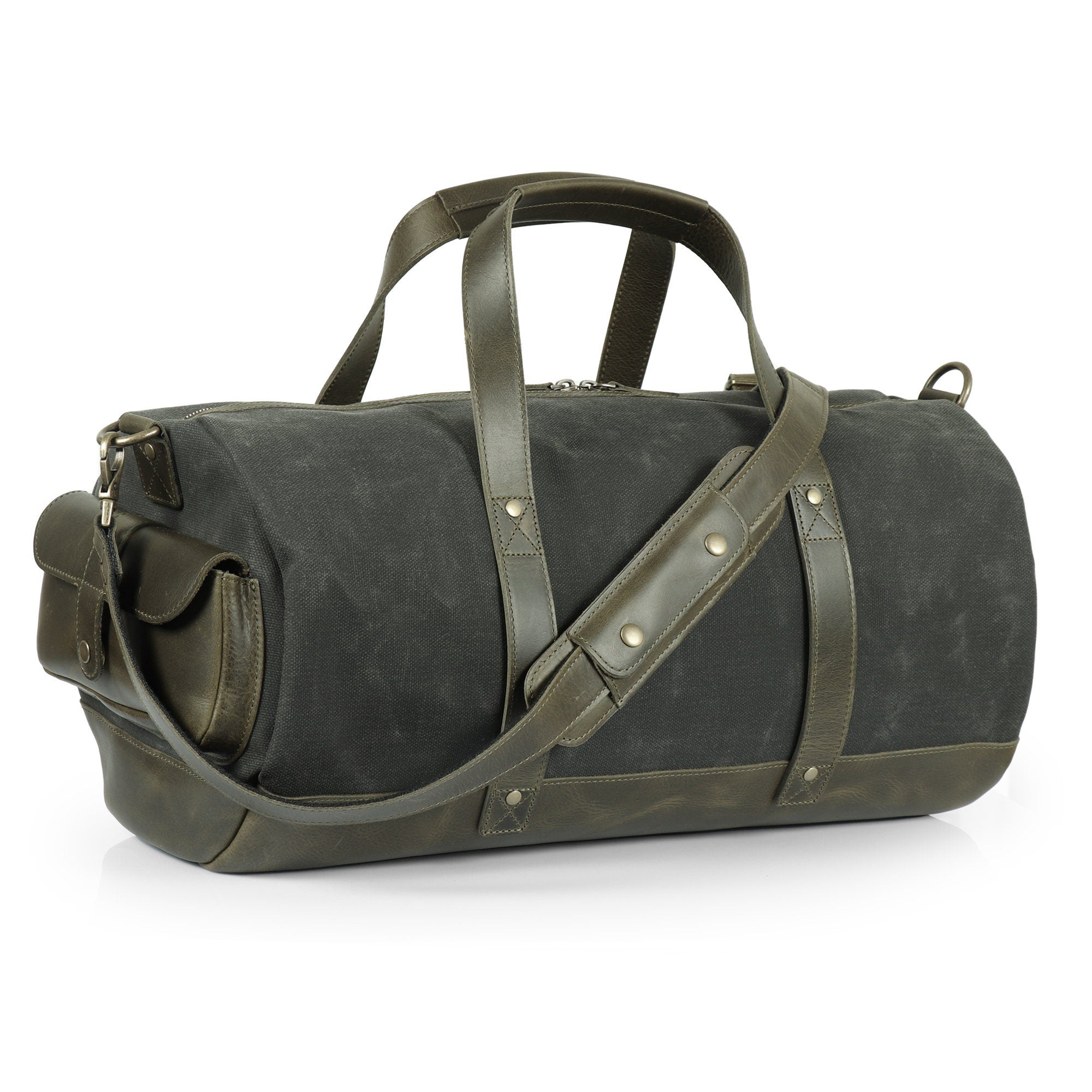 Personalized Handcrafted Top Grain Leather Weekender Bag, High-Quality Durable Canvas Travel Bag, Retro Style Duffel Bag for Men or Women
