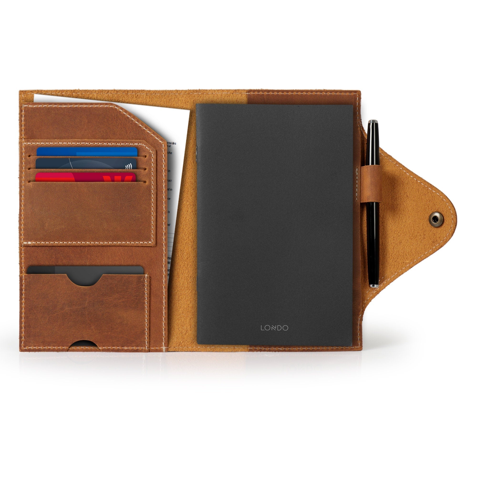 Personalized Top Grain Leather Journal and Organizer, Hand Crafted Portfolio with Notepad, Custom Portfolio Notepad, Office Gifts