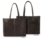 Carmel Leather Tote Bag, Durable Women Tote for Toiletries or Electronic Devices, Handcrafted High Quality Shoulder Laptop Tote