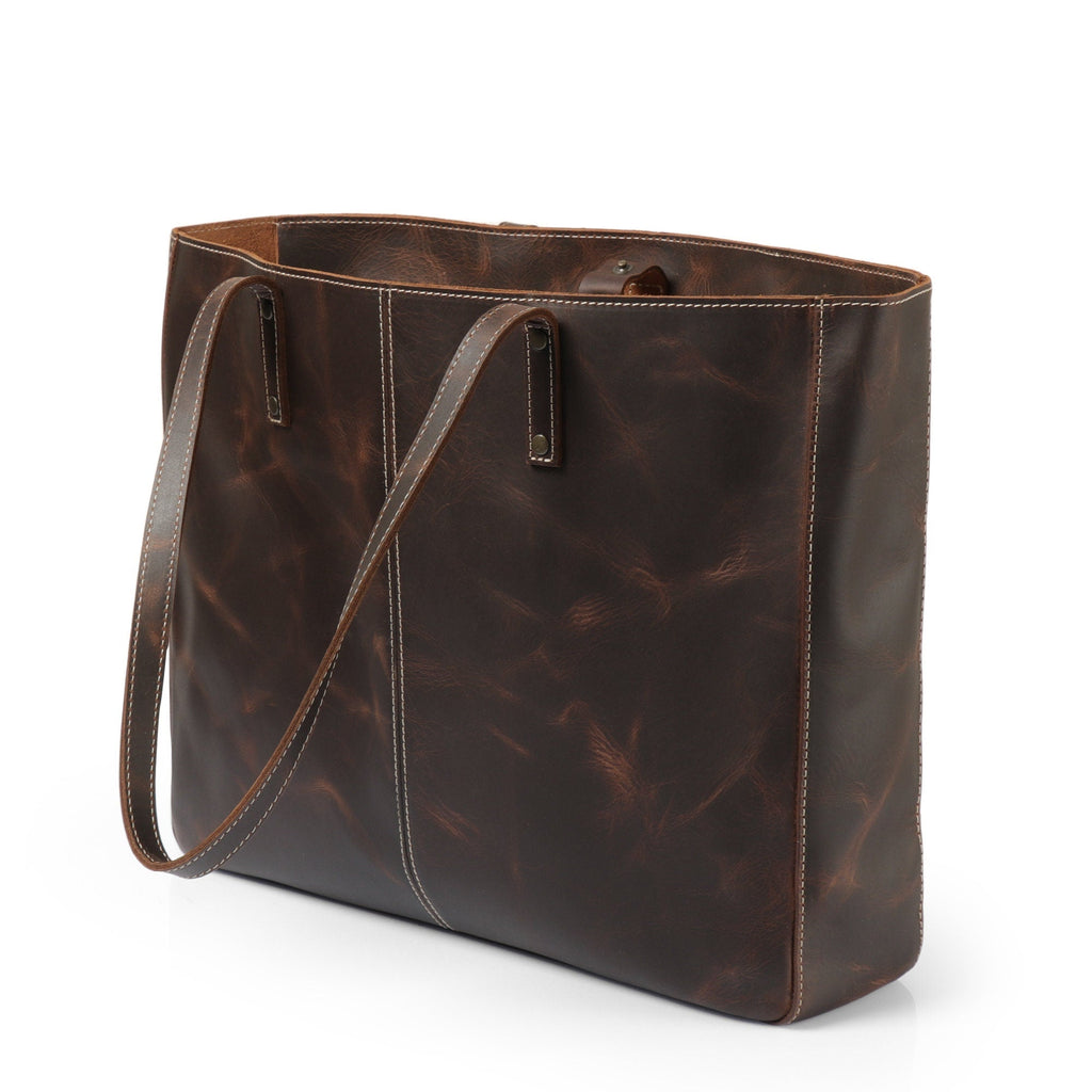 Carmel Leather Tote Bag, Durable Women Tote for Toiletries or Electronic Devices, Handcrafted High Quality Shoulder Laptop Tote