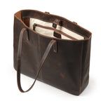 Carmel Leather Tote Bag, Durable Women Tote for Toiletries or Electronic Devices, Handcrafted High Quality Shoulder Laptop Tote
