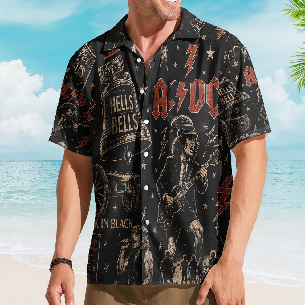 Hawaiian Shirt – Angus Young Classic Rock Fan Gift Hard Rock Legend Beach Shirt Acd1