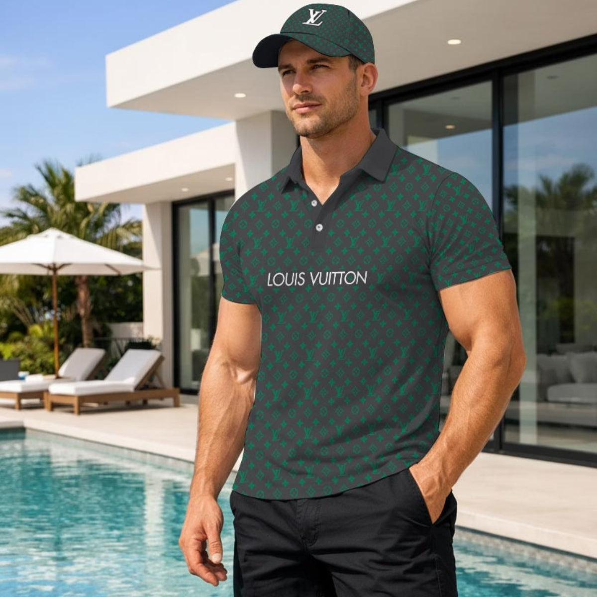 L.v | Signature Men Polo And Baseball Cap Mn-pc-008